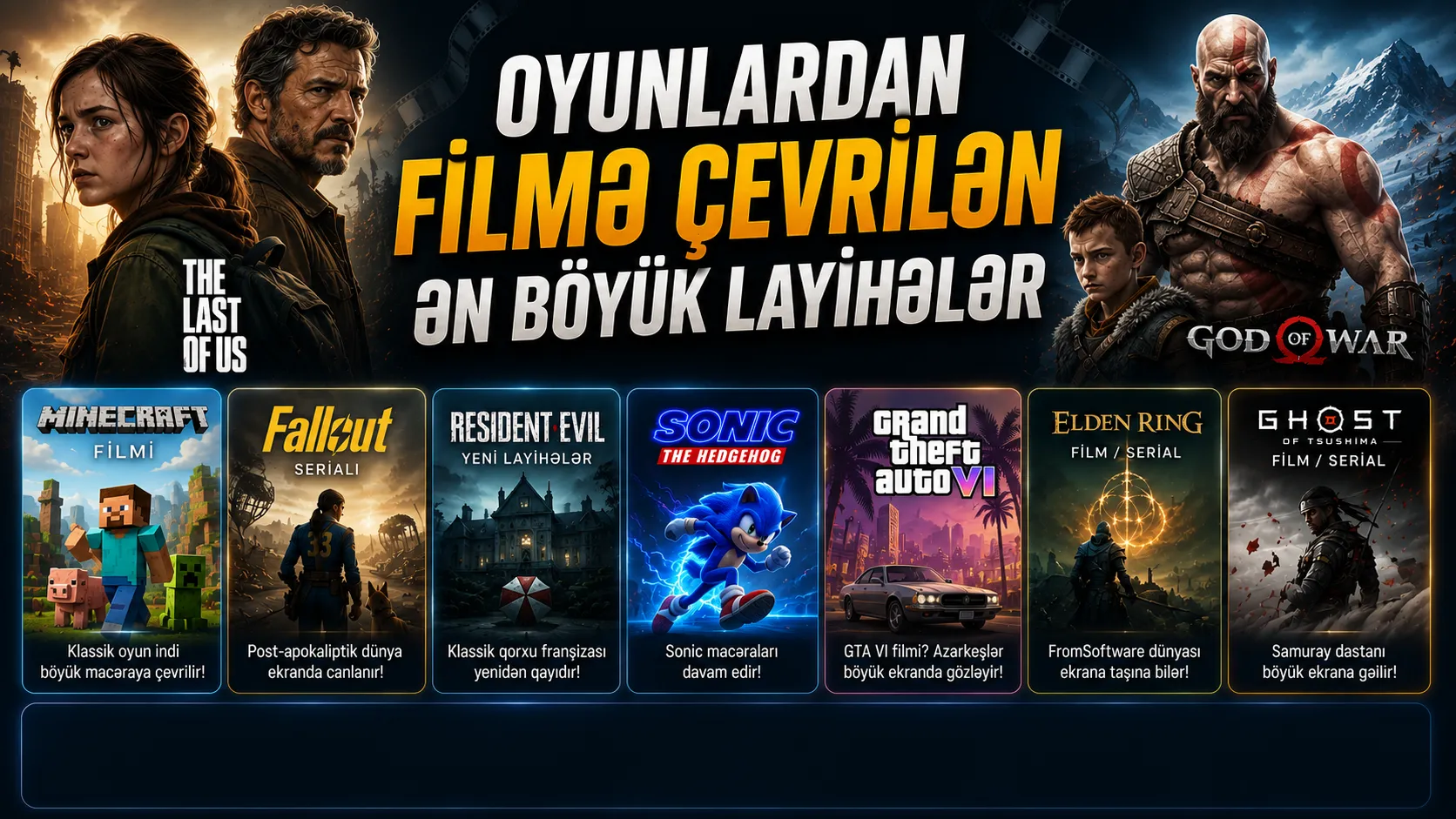 Oyunlardan Filmə Çevrilən Ən Böyük Layihələr (2026) | GTA, The Last of Us, Minecraft və Daha Çoxu | SKY Blog